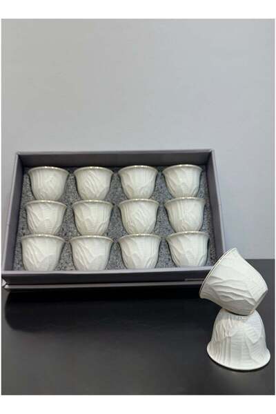 ALQANNAS 12-piece porcelain gold-lined coffee cups, elegant and high quality
