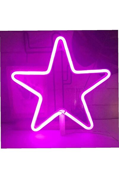Slasa لوحة نيون وردية على شكل نجمة، ديكور حائط LED، مقاس 25 × 30 سم، إضاءة دي...