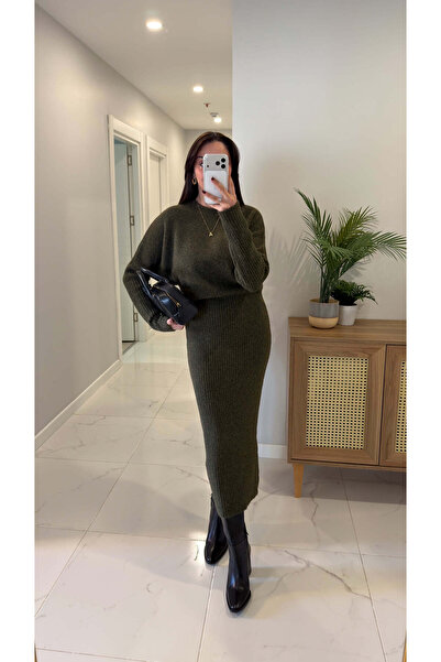 BİRCANÇİL Dlvin Betra Khaki Soft Textured Dress