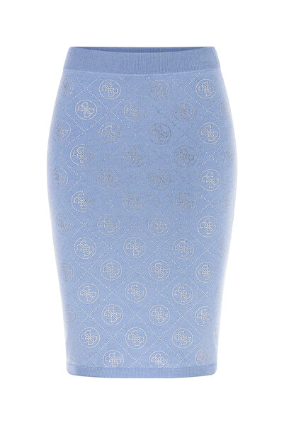 Guess تنورة نسائية زرقاء مطرزة بالحجر 4G W6RD0OZ3JD2-G7FI