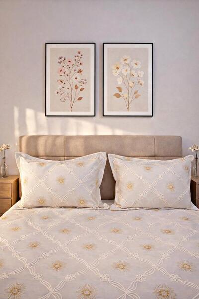 Bizdenuygunuyok Single Bedspread Set 1 Pillowcase Modern Pattern Soft Texture...