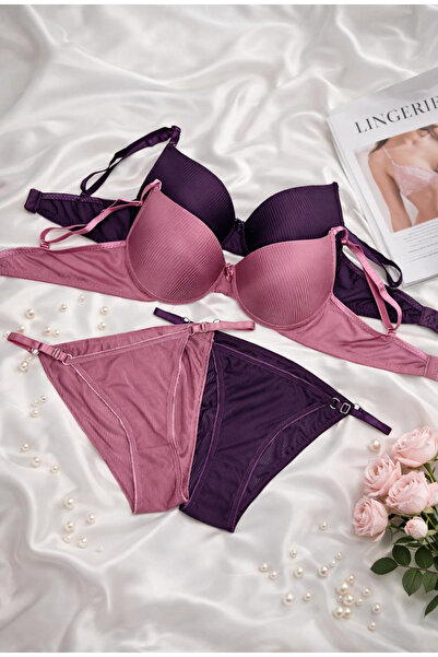 MILANOFOX Σετ 2 Premium ριγέ σουτιέν με επένδυση και ρυθμιζόμενο εσώρουχο