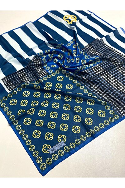 Aker Polyester Scarf 7940223 - 922 Petrol Blue Monogram Pattern