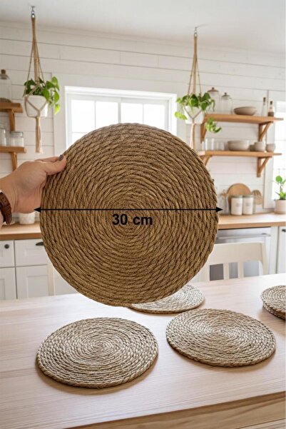Atbyhome 4-Piece Natural Wicker American Dining Table Set – 30 cm