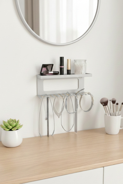 Grandmix Decorative Metal Jewelry Organizer Wall Shelf Makeup and Accessories...