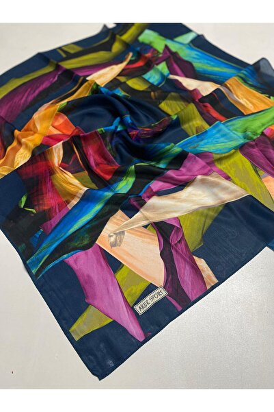 Aker Polyester Scarf 52681 Petrol Green Pastel Pattern