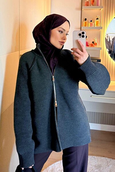 Şulemoda Giyim Rosie Zippered Cardigan Smoked
