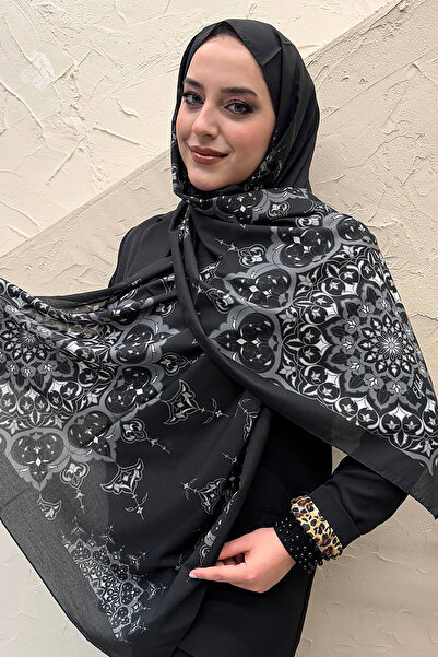 efdal şal eşarp Sufi Pattern Cotton Chiffon Shawl