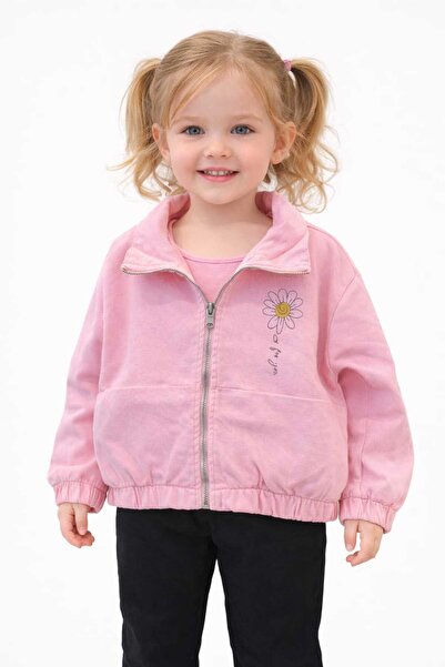 CarnavalKids kız çocuk fermuarlı pembe kot ceket