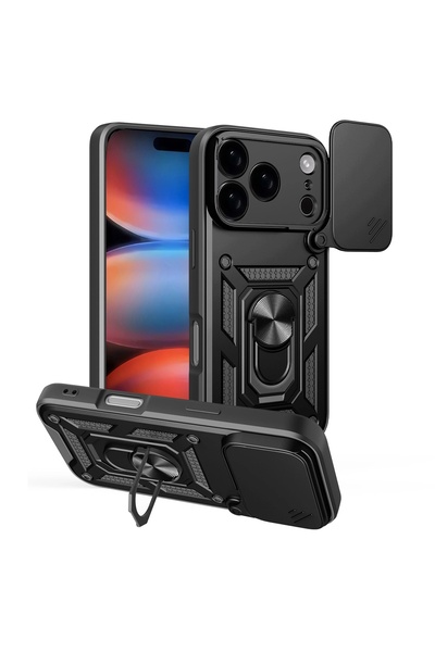 OEM Θήκη iPhone 17 Pro Hybrid Armor Camshield - Μαύρη