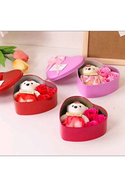 OEM Inimioara cu Ursulet si trandafiri, Rosu