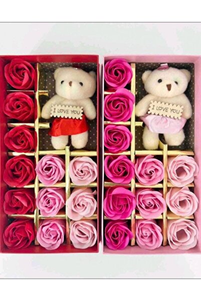 OEM Cutie cu ursulet si trandafiri, Roz