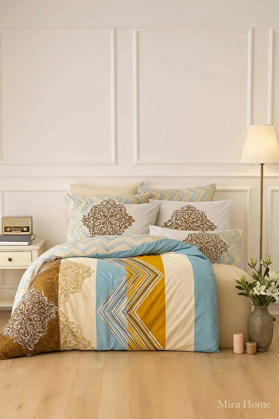 Mira Home Double Cotton Duvet Cover Set with Zigzag Pattern