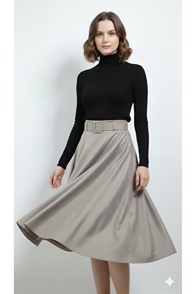 SORALLİNE KADIN 75 CM BOYUNDA KIŞLIK KLOŞ ETEK 780 CROCODIL DESEN KADİFE ASTARLI