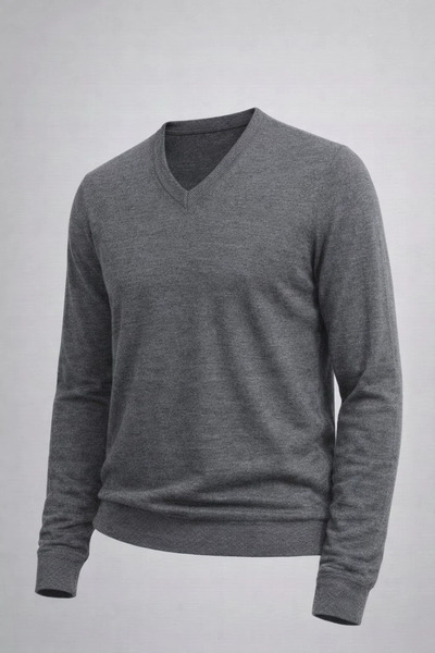 COMBİNE MİCHAİL Men's Casual V-Neck Smoked Knit Sweater