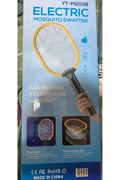 Biki مضرب كهربائي لصيد الحشرات والذباب والبعوض، مقاس 47 × 20 × 1.5 سم