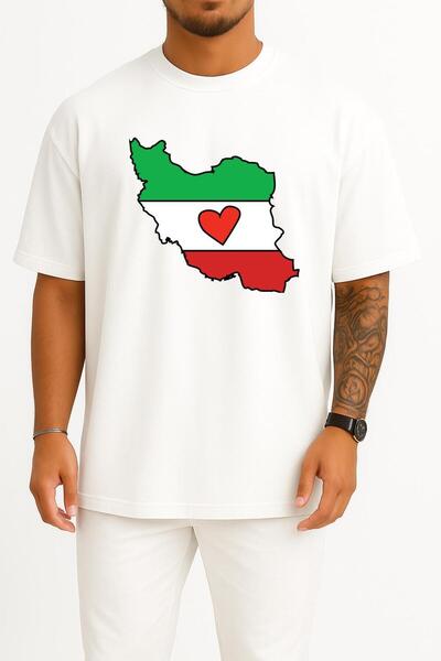 Bahriyeli Collection supradimensionat Iran Hearted Map Chest B cu imprimeu Tr...