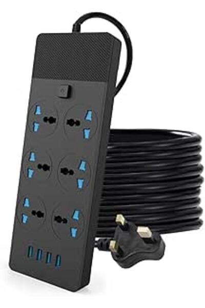 Generic شريط طاقة عالمي مزود بـ 6 محولات قابس عالمية