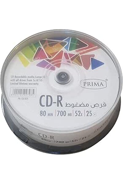 Prima CD-R Writable 700MB/80 Minutes/52X Speed, Pack of 25 Discs - (PR-CD-R25)