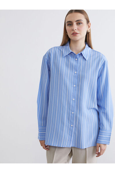 LC Waikiki Blue Striped Women's Shirt