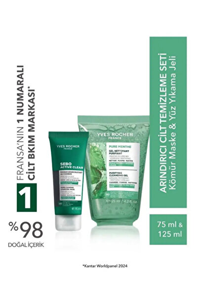 Yves Rocher Derin Arındırıcı Cilt Temizleme Seti Yüz Yıkama Jeli Kömür Maske ...