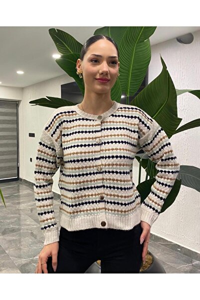 MODA Ethnic Pattern Short Knitwear Knitted Cardigan