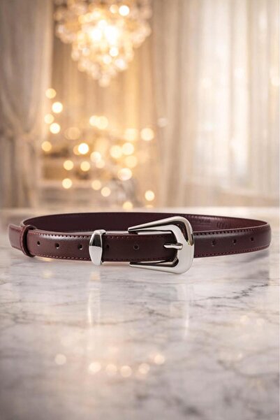 William Polo WİLLİAMPOLO Full Grain Deri Gümüş Toka Kahverengi Kadın Kemer