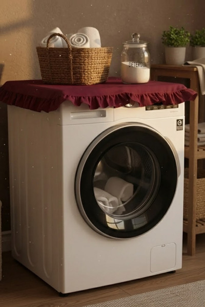 Joyrose غطاء غسالة ملابس مكشكش بتصميم عتيق - غطاء زخرفي للحمام