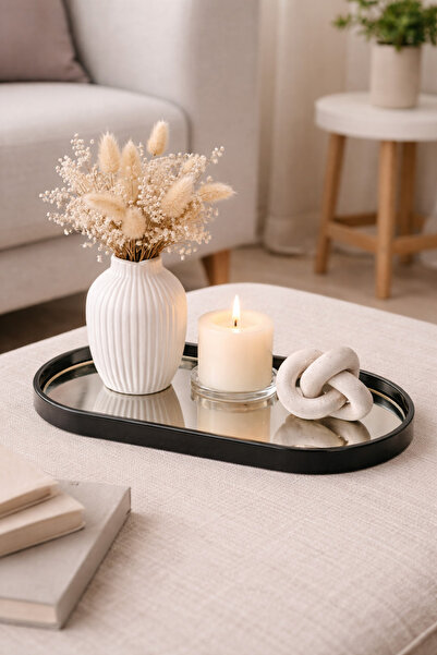 Evila Dekoratif Aynalı Sunum Tepsisi – Modern Sunum ve Organizasyon Tepsisi 30cm