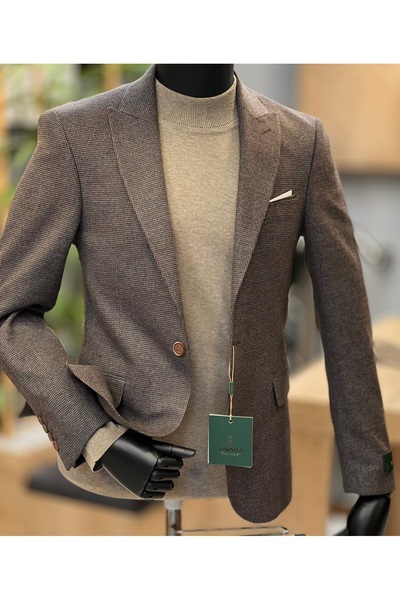 SAVARA Men's Winter Dark Brown Pitikare Slimfit Single Jacket