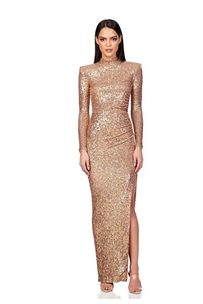 MODAS YARIM BALIKÇI UZUN PUL PAYET ABİYE ELBİSE