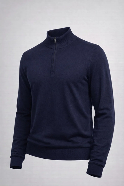 COMBİNE MİCHAİL Pulover tricotat pentru bărbați, albastru marin, cu jumătate ...