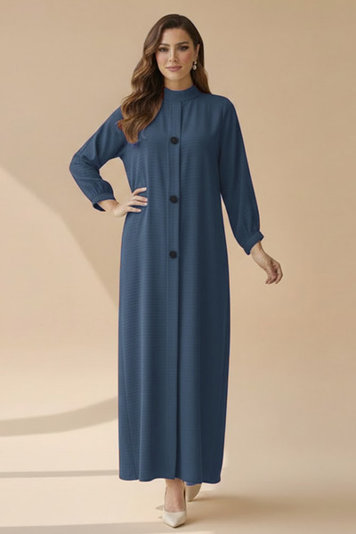 Muchmy Ribbed Pattern Round Neck Breatable Modest Long Sleeve Elegant Pull Ov...