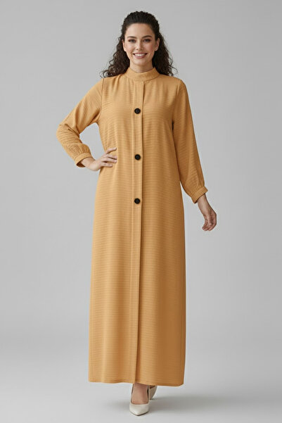 Muchmy Ribbed Pattern Round Neck Breatable Modest Long Sleeve Elegant Pull Ov...