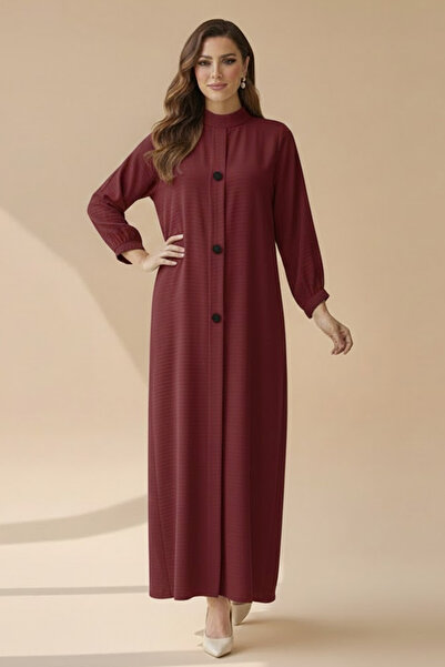 Muchmy Ribbed Pattern Round Neck Breatable Modest Long Sleeve Elegant Pull Ov...