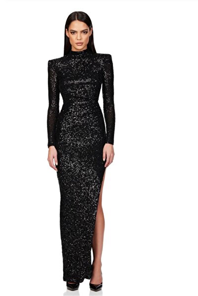 MODAS YARIM BALIKÇI UZUN PUL PAYET ABİYE ELBİSE