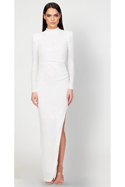 MODAS YARIM BALIKÇI UZUN PUL PAYET ABİYE ELBİSE