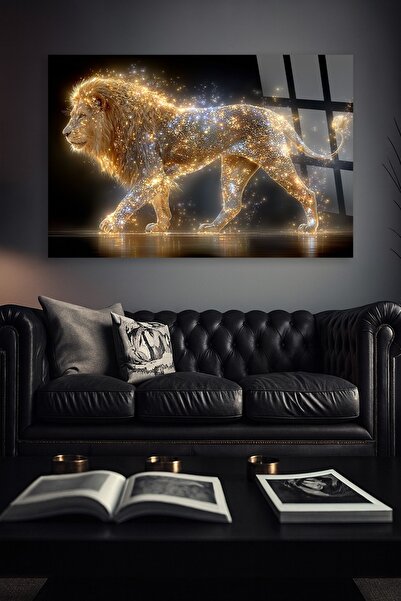 TAULART Gold Aslan Glass Table |   Power and Nice Posture Themed |   Luxury W...