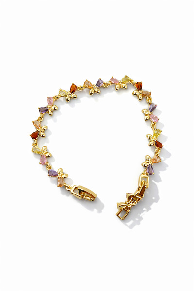 OEM Gold Renk Renkli Taşlı Kelebek Detaylı Bileklik