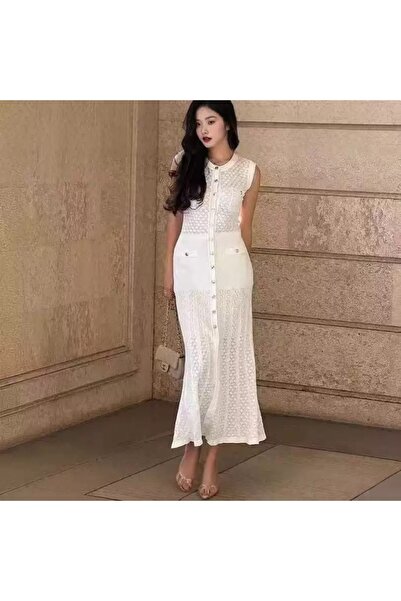 KK Sandro* evening dress, casual dress, long knitted dress with one button -t...