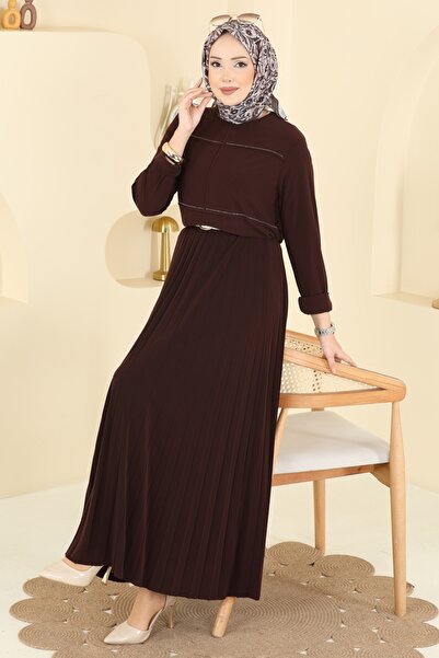 ModaMerve Eteği Piliseli Sandy Takım 3483UZ662-MS Kahve