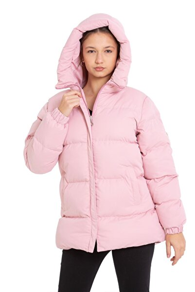 ASYAKİDS CLUB Girl's Hooded Winter Fur Inside Full Filling Inflatable Coat