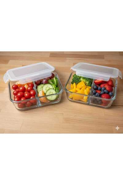 LAV FEYZADE Fresco Cam Kilitli Dikdörtgen Saklama Kabı 2' li Set 1700cc