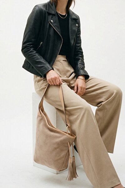 Redoxy Kadın Süet Asimetrik Tasarım Püskül Askılı Zarif Omuz Çantası