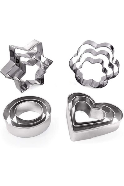 Qerhome Stainless Steel 4 Models 12 Pieces Cookie Mold