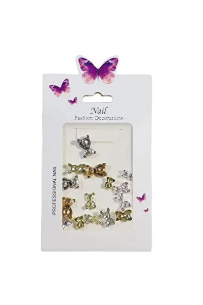 Pink Nails 3D Bear Set Metallic Colours