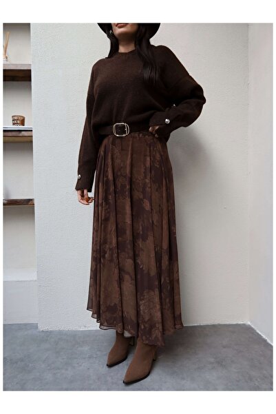 ESRAHELVACI Ethnic Pattern Chiffon Skirt