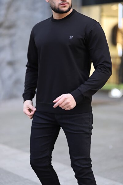 Fors Life Black Crew Neck Basic Men's Sweatshirt