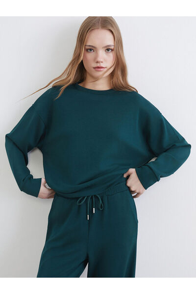 LC Waikiki Green Crew Neck Soft Touch Women's Sweatshirt