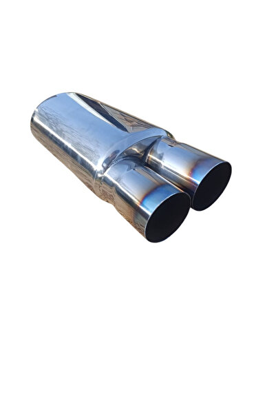 Universal Tobă de eșapament sport din oțel inoxidabil cu două orificii de eva...